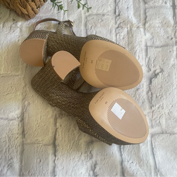 Kurt Geiger Kensington platform heels sandal Eagle sequined gold sparkle - Picture 6 of 7